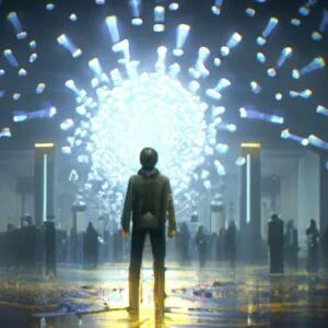 Hypnosis - a person standing amid a shimmer of light