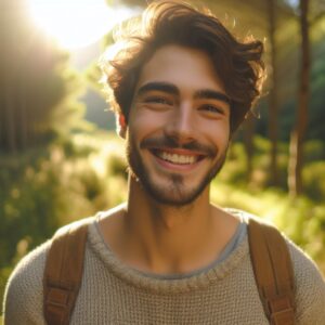 a warm smiling face filled with peaceful gratitude