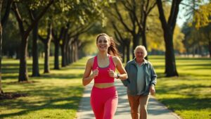 A-cheerful-young-woman-jogging.